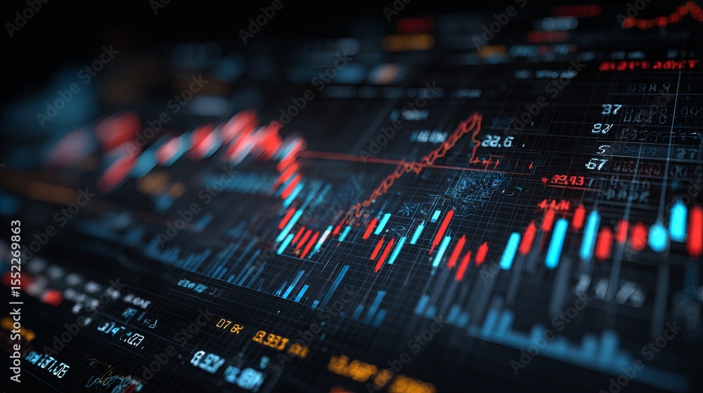 Poster dynamic stock market data visualization digital financial technology abstract background modern futu