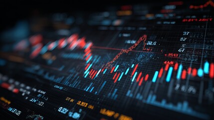 Dynamic Stock Market Data Visualization Digital Financial Technology Abstract Background Modern Futuristic Business Analytics Red Blue Graph Chart Investment Trading Cryptocurrency