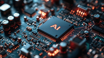 close up of computer circuit board. generative ai