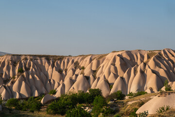 Nevsehir famous fairy chimneys and city view