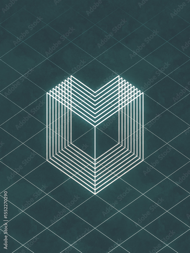 Poster Digital composition of intersecting diagonal lines creating a dynamic pattern. 3d rendering
