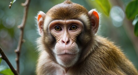 Fototapeta premium Closeup View Of A Beautiful Monkey In Nature