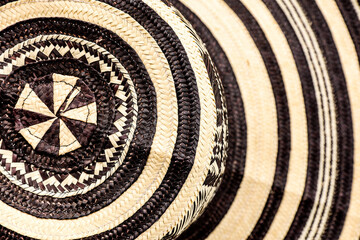 Traditional hat from Colombia called Sombrero vueltiao. Colombian concept. Colombian culture concept. Background