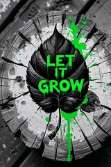 Eco-conscious graffiti mural artwork combining urban street style with messages about tree planting, climate action, forests and green living, using black, white and green palette.
