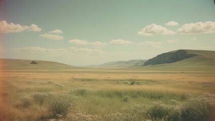 Fototapeta premium Plains of the Steppe with Empty Copy Space for Text