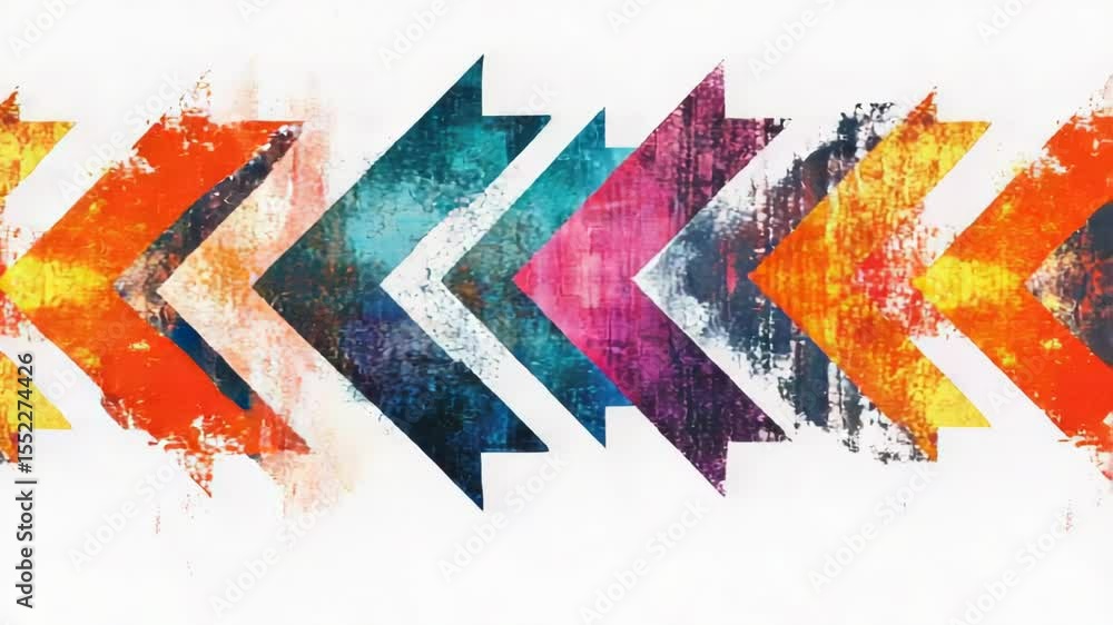 Poster arrows in different colors painted on a white background