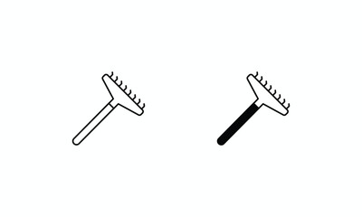 Rake icons set Line and Glyph black vector icon stock illustration
