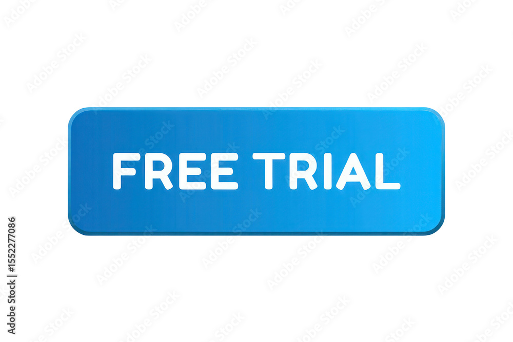Poster blue rectangular free trial button isolated on black background high definition 4 k image p n g tran
