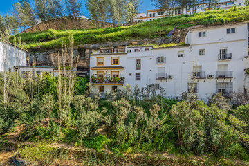 Setenil de las Bodegas, Spain - April 15, 2025: Architecture from the picturesque Setenil de las...