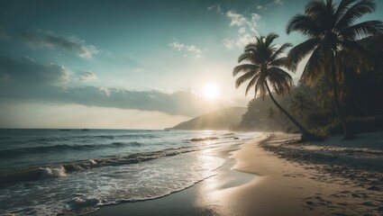The Beach Where The Hot Sun Shines with Empty Copy Space For Text