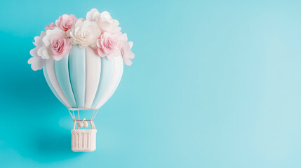 Celebratory Air Transport with Blossoms: Design for Baby Shower Invitation, Party Decoration
