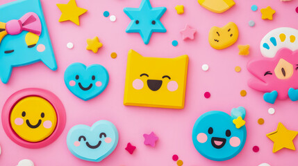 Fototapeta premium Happy Face Icons Background for Birthday Card