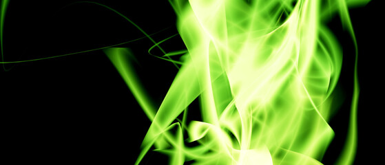 Abstract Green Light Streaks Dynamic Energy Flow Neon Background