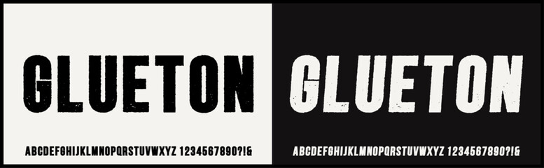 condensed rough vector font. Uppercase alphabet with number. 