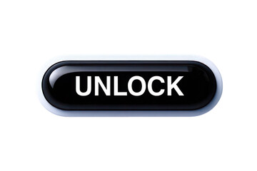 Glossy Black Unlock Button 3 D Render Isolated on White Background Transparent P N G H D 4 K Image Stock Photo Download New Latest 2025 2026