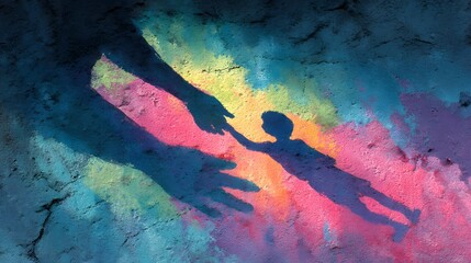 Reaching Out: Silhouette of a child's hand reaching towards an adult, conveying themes of assistance, security, and support.