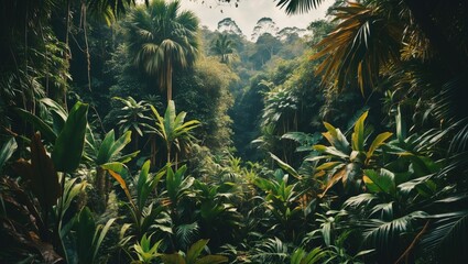 Exuberant Vegetation In The High Jungle with Empty Copy Space For Text