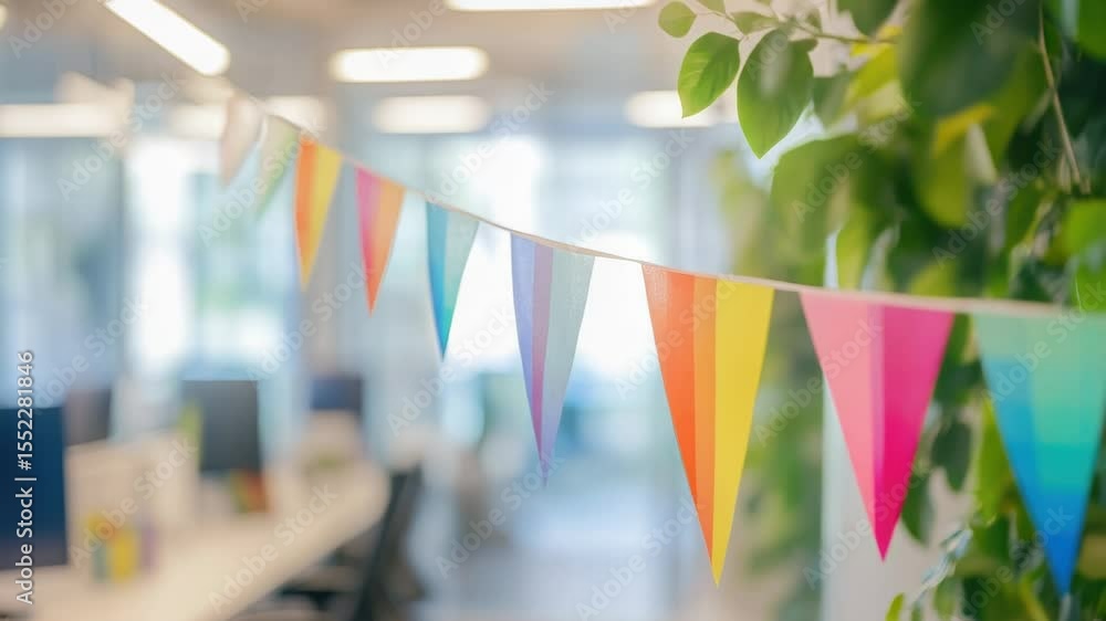 Aufkleber a tree with multiple colorful flags hung on its branches, suitable for events and celebrations