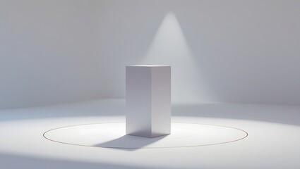 Architectural Minimalism: A pristine, geometric column stands centered in a minimalist setting, bathed in the pure, soft glow of natural light.
