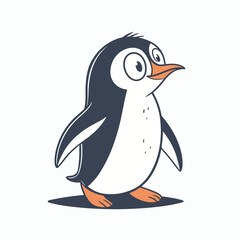Adorable Cartoon Penguin Vector Illustration - Cute Flat Design Animal Character for Winter and Kids