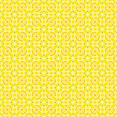 Islamic geometric seamless ornament in yellow tone, vector EPS background for wallpaper, prayer mat design, interior decoration, or ethnic-themed graphic projects
