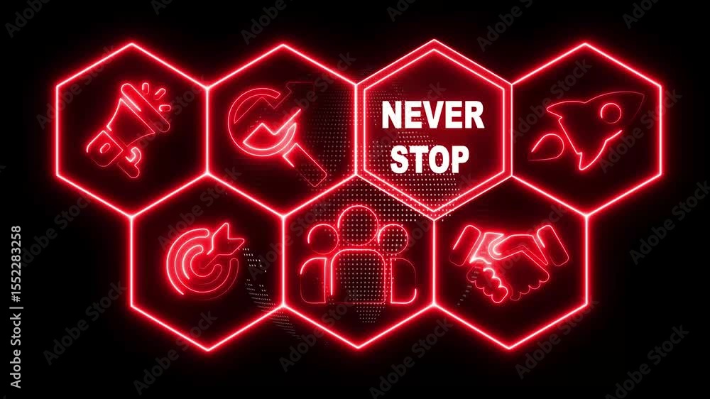 Poster a never stop learning business concept.holographic advanced hud platform business, technology, inter