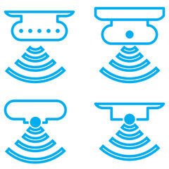 Motion sensor icon line art, vector set