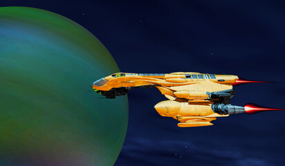 Starship visits Exoplanet - A spacecraft orbits an exoplanet which is a planet outside our solar system,