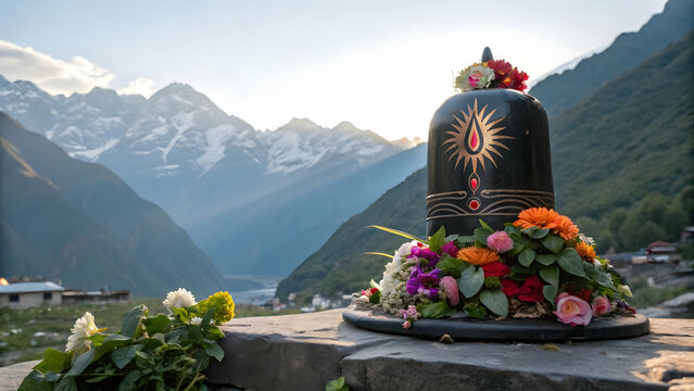 Majestic Lord Shiva Valley Temple: Serene Mountain Range Vista
