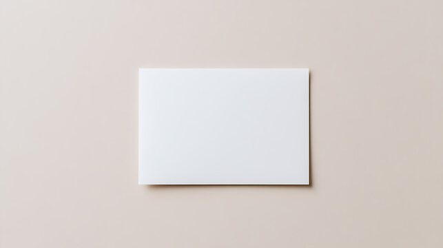 Blank white card against a neutral backdrop, ideal for announcements, invitations, or personalized messages with clean design.