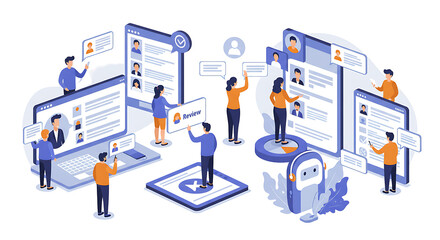 Recruitment Process Flat Art Isolated on Transparent Background