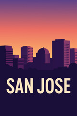 Fototapeta premium Cityscape of San Jose at Twilight