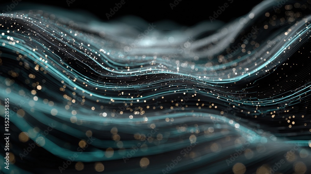 Poster Digital network conceptualization showing data flow and connectivity across an abstract futuristic circuit board