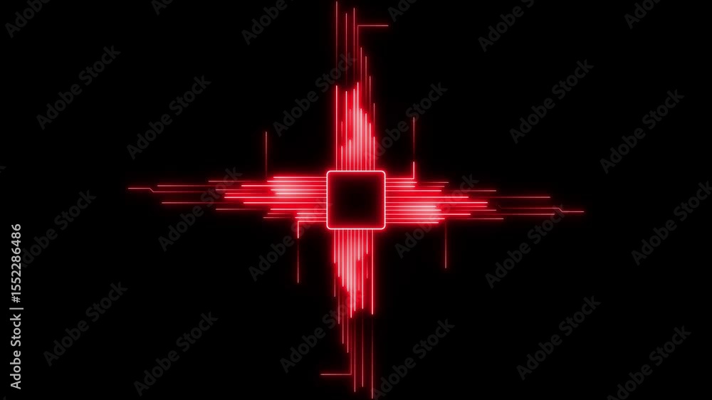 Poster abstract futuristic tech background with circuit board lines. seamless looping glowing chip motion d