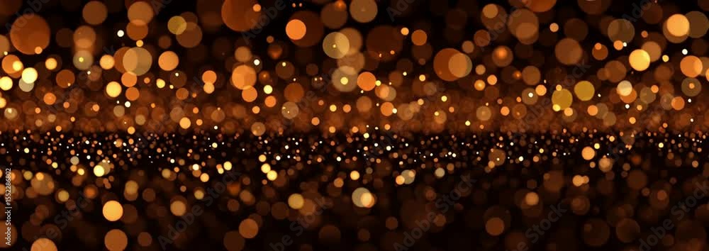 Poster a dark background with sparkling gold bokeh lights, creating an enchanting and magical atmosphere fo