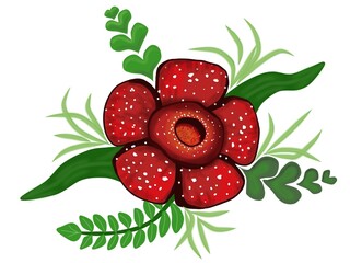 Beautiful Rafflesia Arnoldi flower design, the biggest flower in the world. This unique flower, which has no stems, roots and leaves, grows in the tropical forests of Sumatra