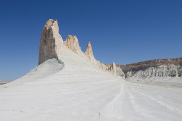 Beautiful Mangystau landscape, Kazakhstan. Ak Orpa pinnacles view, Bozzhira valley