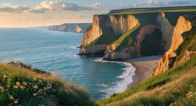 Coast With Cliffs During Summer showing cliffs and ocean view in summer