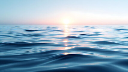 Sunset Reflection Over Calm Ocean Surface