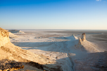 Beautiful Mangystau landscape, Kazakhstan. Ak Orpa pinnacles view, Bozzhira valley