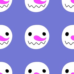 Christmas cartoon ice seamless snowman head pattern for wrapping paper and fabrics