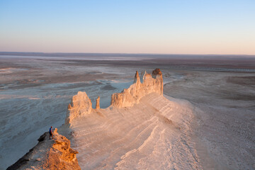Stunning Mangystau landscape, Kazakhstan. Ak Orpa pinnacles view, Bozzhira valley
