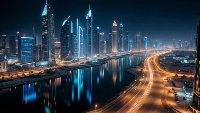 Time-lapse Dubai de noche 