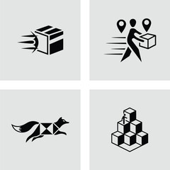 Fast Delivery Icons Speed, Logistics, and Package Delivery Symbols