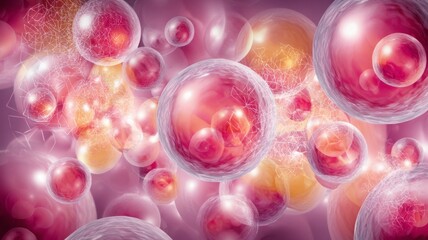 Glowing molecular network with amber and blue tones. Neural network AI generated