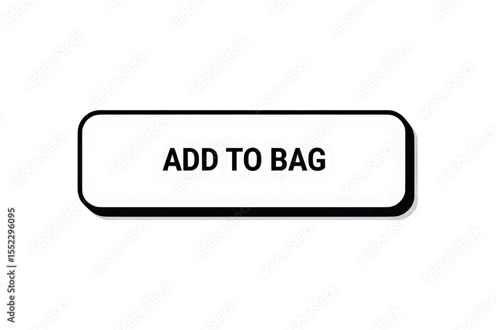 Poster white rectangular add to bag button black text isolated on white background transparent p n g stock 