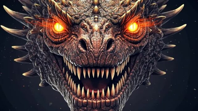 Fierce dragon stares intensely teeth bared