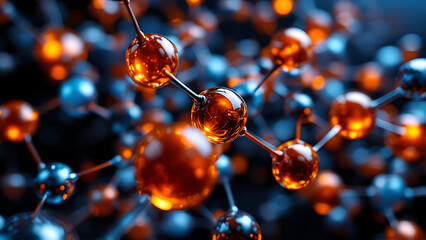 Orange Glowing Molecules in High Detail