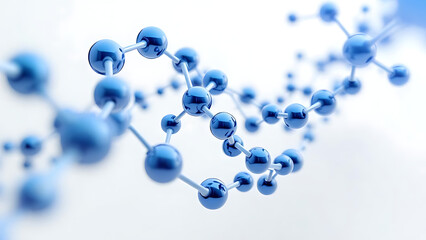 3D Molecular Structure with Blue Atoms on White Background