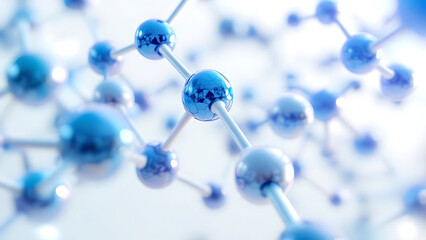Floating Blue Molecular Chains on Bright Background